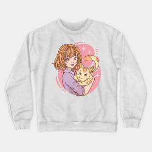 Anime Girl Cat P R t shirt Crewneck Sweatshirt